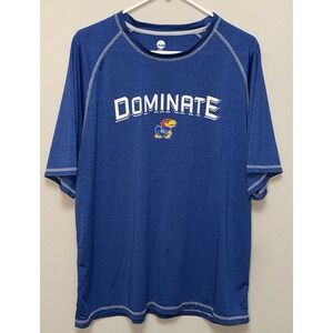 Kansas Jayhawks T-Shirt Men's 2XL XXL Blue "Dominate" With Logo Soft Blend Comfy